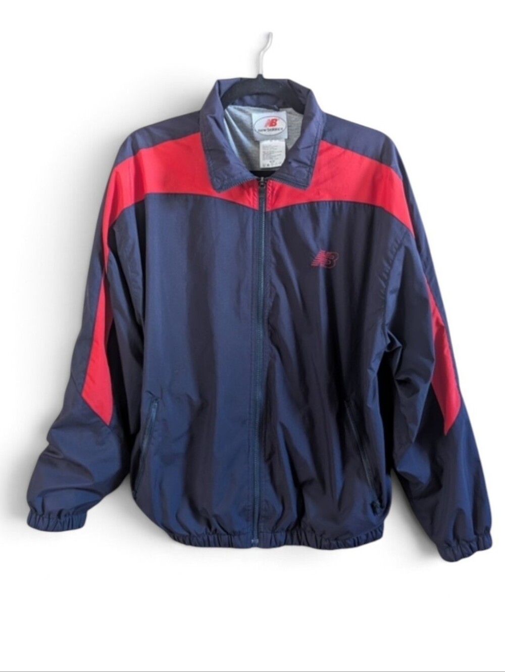 Vintage New Balance Mens Track Jacket Navy Red Striped Windbreaker Full Zip M